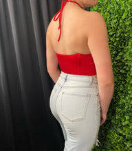 Load image into Gallery viewer, &quot;AMOR&quot; SATIN HALTER TOP (RED)
