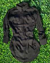 Load image into Gallery viewer, &quot;RIRI&quot; SATIN SHIRT DRESS (BLACK)
